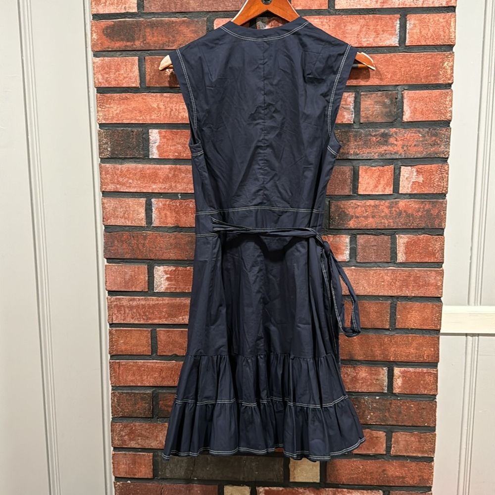 Rebecca Taylor Navy Blue Ruffle Wrap Dress - Picture 7 of 11
